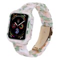 For Apple Watch Series 9 / 8 / 7 41mm Printed Resin PC Watch Band Case Kit(Pink Flower)