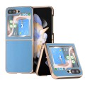 For Samsung Galaxy Z Flip5 Nano Electroplating Haze Texture PU Phone Case(Sky Blue)