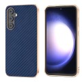 For Samsung Galaxy S23 FE 5G Nano Electroplating Carbon Fiber Texture Phone Case(Navy Blue)