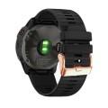 For Garmin Fenix 7S / 6S Pro / 5S Plus 20mm Rose Gold Buckle Quick Release Silicone Watch Band(Black