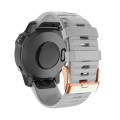 For Garmin Fenix 7S / 6S Pro / 5S Plus 20mm Rose Gold Buckle Quick Release Silicone Watch Band(Grey)