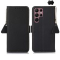 For Samsung Galaxy S24 Ultra Side-Magnetic TJ Genuine Leather RFID Phone Case(Black)