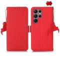 For Samsung Galaxy S24 Ultra Side-Magnetic TJ Genuine Leather RFID Phone Case(Red)