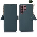 For Samsung Galaxy S24 Ultra Side-Magnetic TJ Genuine Leather RFID Phone Case(Green)