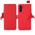 For Samsung Galaxy S24 Side-Magnetic TJ Genuine Leather RFID Phone Case(Red)