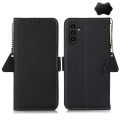 For Samsung Galaxy A05s Side-Magnetic TJ Genuine Leather RFID Phone Case(Black)