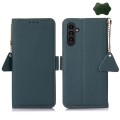 For Samsung Galaxy A05s Side-Magnetic TJ Genuine Leather RFID Phone Case(Green)