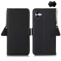 For Samsung Galaxy A05 Side-Magnetic TJ Genuine Leather RFID Phone Case(Black)