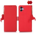 For Samsung Galaxy A05 Side-Magnetic TJ Genuine Leather RFID Phone Case(Red)
