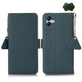 For Samsung Galaxy A05 Side-Magnetic TJ Genuine Leather RFID Phone Case(Green)