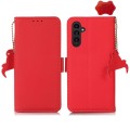 For Samsung Galaxy A25 5G Global Side-Magnetic TJ Genuine Leather RFID Phone Case(Red)