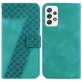 For Samsung Galaxy A52 4G/5G 7-shaped Embossed Leather Phone Case(Green)