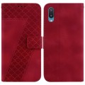 For Samsung Galaxy A02/M02 4G Indian 7-shaped Embossed Leather Phone Case(Red)