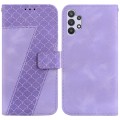 For Samsung Galaxy A32 4G 7-shaped Embossed Leather Phone Case(Purple)