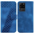 For Samsung Galaxy S20 Ultra 7-shaped Embossed Leather Phone Case(Blue)