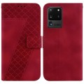For Samsung Galaxy S20 Ultra 7-shaped Embossed Leather Phone Case(Red)