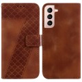 For Samsung Galaxy S21 FE 5G 7-shaped Embossed Leather Phone Case(Brown)