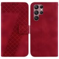 For Samsung Galaxy S22 Ultra 5G 7-shaped Embossed Leather Phone Case(Red)