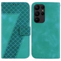 For Samsung Galaxy S23 Ultra 5G 7-shaped Embossed Leather Phone Case(Green)