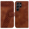 For Samsung Galaxy S24 Ultra 5G 7-shaped Embossed Leather Phone Case(Brown)