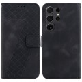 For Samsung Galaxy S24 Ultra 5G 7-shaped Embossed Leather Phone Case(Black)