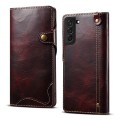 For Samsung Galaxy S23 FE 5G Denior Oil Wax Cowhide Magnetic Button Leather Phone Case(Dark Red)