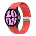 For Samsung Galaxy Watch 6 / 6 Classic Magnetic Folding Silver Buckle Silicone Watch Band(Red)
