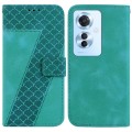 For OPPO Reno11 F Global 7-shaped Embossed Leather Phone Case(Green)