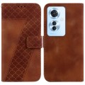 For OPPO Reno11 F Global 7-shaped Embossed Leather Phone Case(Brown)