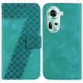For OPPO Reno11 Global 7-shaped Embossed Leather Phone Case(Green)