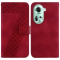 For OPPO Reno11 Global 7-shaped Embossed Leather Phone Case(Red)