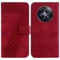 For Realme 12 5G 7-shaped Embossed Leather Phone Case(Red)