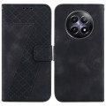 For Realme 12 5G 7-shaped Embossed Leather Phone Case(Black)