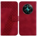 For Realme 12+ 7-shaped Embossed Leather Phone Case(Red)