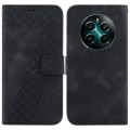 For Realme 12+ 7-shaped Embossed Leather Phone Case(Black)