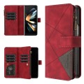 For Samsung Galaxy Z Fold5 Rhombus Texture Zipper Wallet Leather Phone Case(Red)