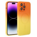 For iPhone 15 Pro Liquid TPU Silicone Gradient MagSafe Phone Case(Orange Yellow)