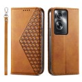 For OPPO A2 Cubic Grid Calf Texture Magnetic Leather Phone Case(Yellow)
