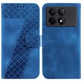 For Xiaomi Redmi K70E / Poco X6 Pro 7-shaped Embossed Leather Phone Case(Blue)