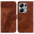 For Xiaomi Poco M6 Pro 4G 7-shaped Embossed Leather Phone Case(Brown)