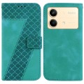 For Xiaomi Redmi Note 13R Pro 7-shaped Embossed Leather Phone Case(Green)