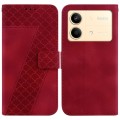 For Xiaomi Redmi Note 13R Pro 7-shaped Embossed Leather Phone Case(Red)