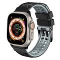 For Apple Watch Ultra 2 49mm Twill Dual-row Buckle Silicone Watch Band(Black Grey)
