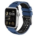 For Apple Watch Series 9 45mm Twill Dual-row Buckle Silicone Watch Band(Midnight Blue Black)