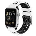 For Apple Watch SE 2023 44mm Twill Dual-row Buckle Silicone Watch Band(White Black)