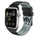 For Apple Watch SE 2023 44mm Twill Dual-row Buckle Silicone Watch Band(Black Grey)