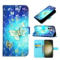 For Samsung Galaxy S24 Ultra 5G 3D Painting Horizontal Flip Leather Phone Case(Golden Butterfly)