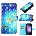 For Samsung Galaxy S24 5G 3D Painting Horizontal Flip Leather Phone Case(Golden Butterfly)