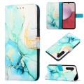 For Samsung Galaxy A05s PT003 Marble Pattern Flip Leather Phone Case(Green LS003)