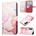 For Samsung Galaxy A15 PT003 Marble Pattern Flip Leather Phone Case(Rose Gold LS005)